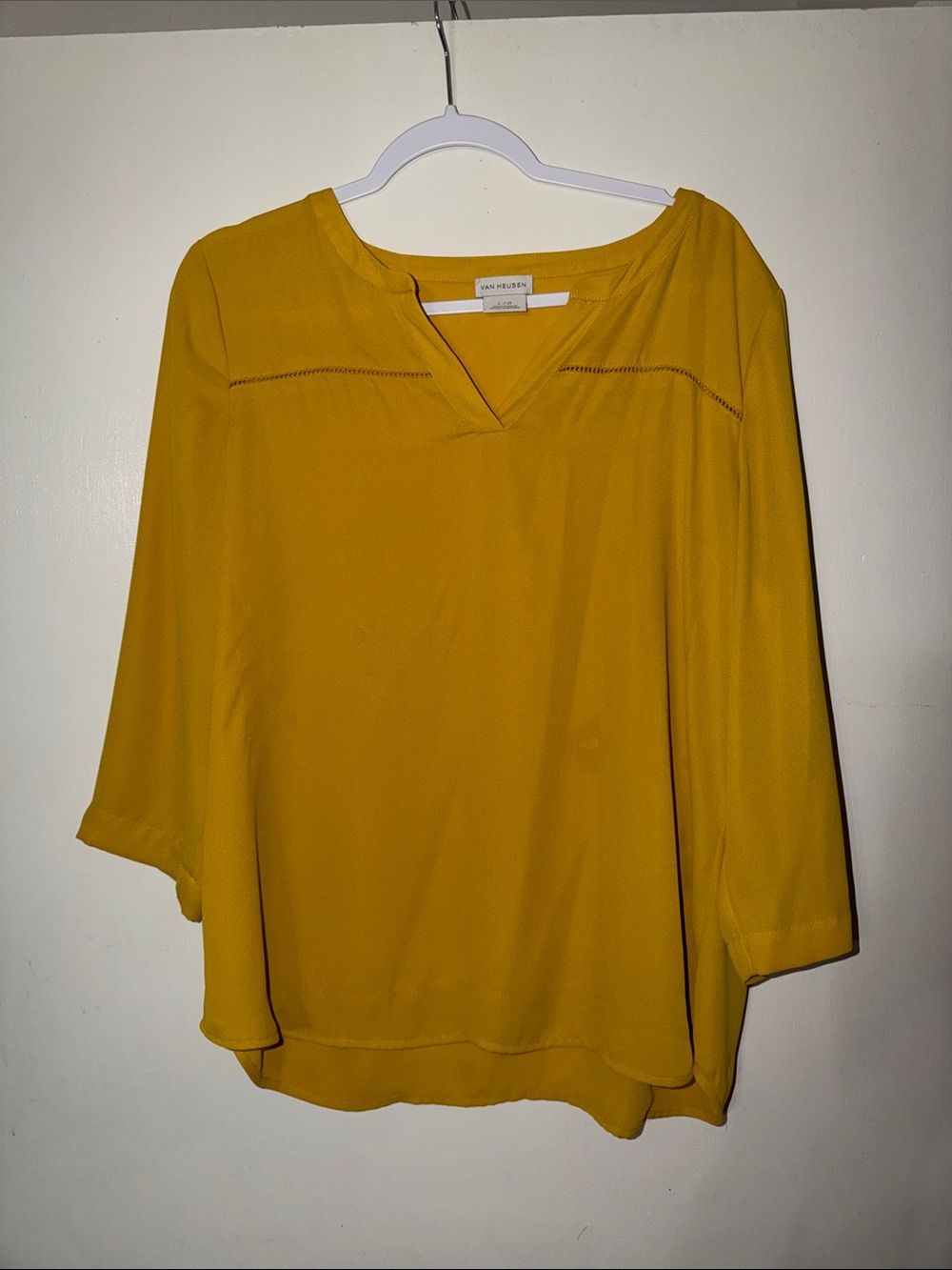 Van Henson Golden Mustard Split Neck Blouse